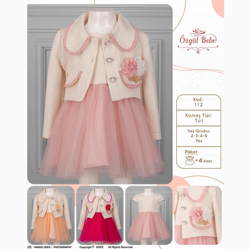 Özgül 112 Kız Çocuk Bolerelu Tül Elbise 2-5 Yaş