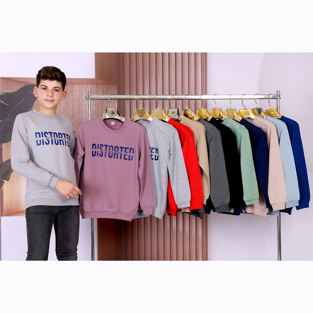 Harika Çocuk 0804 Erkek Çocuk 2 İp Distorted Baskılı Sweat 13-16 Yaş