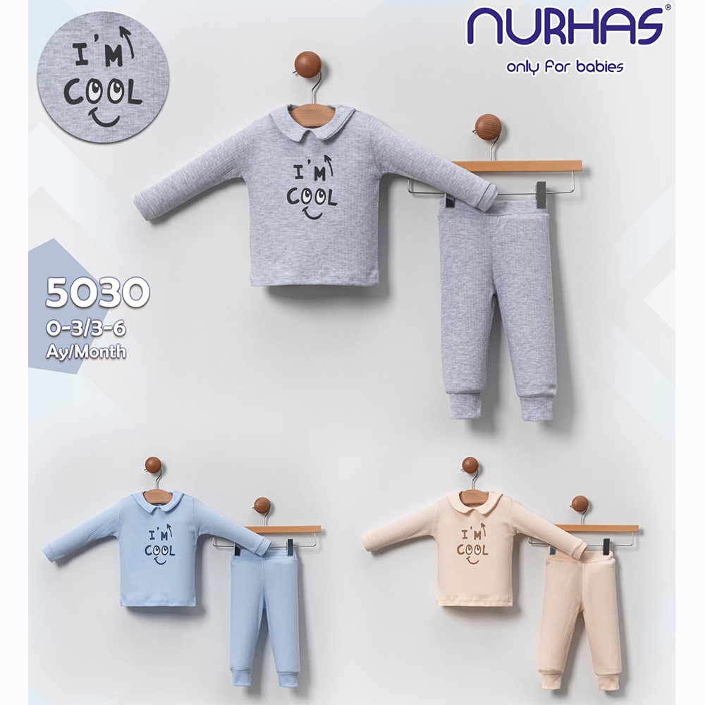 Nurhas 5030 Bebe Penye Im Cool Baskılı 2 Li Takım 3-6 Ay
