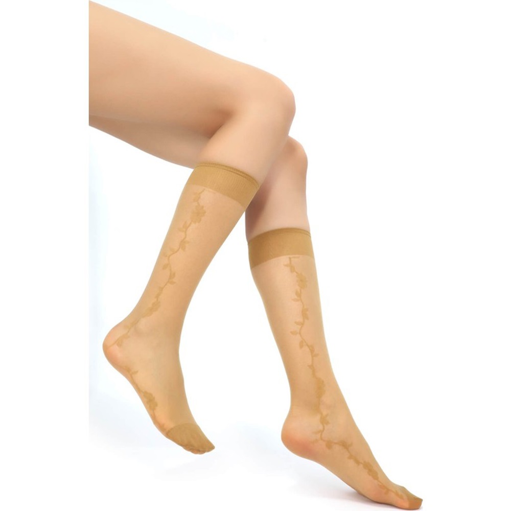 Özge Bayan Kalın Desenli Dizaltı Çorap