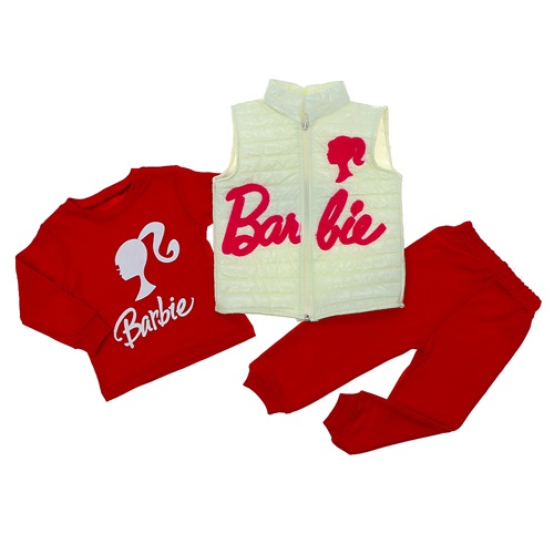 Zara 515 Kız Çocuk Barbie Bas Yelekli 3 lü Takım 2-4 Yaş