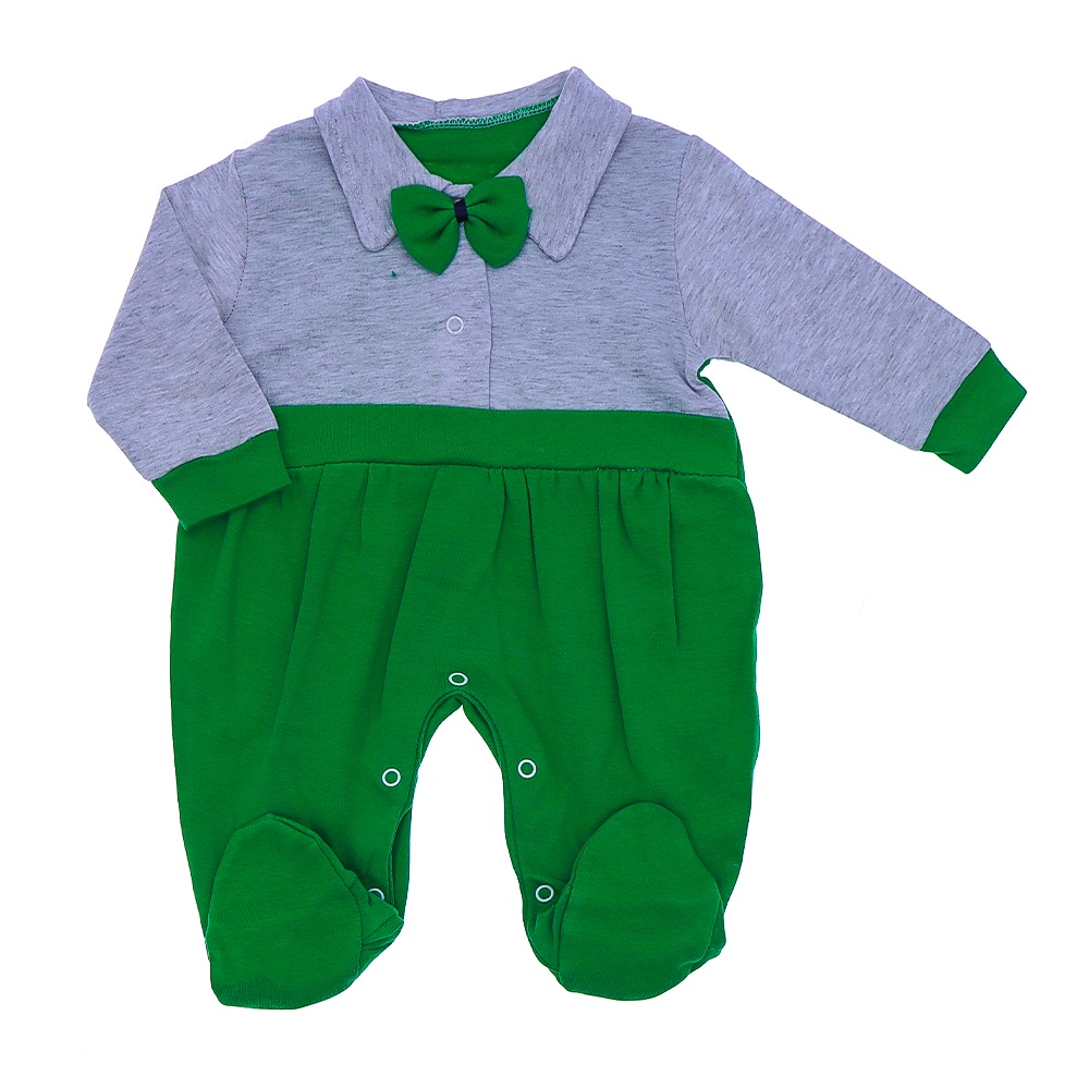 Blue Armi 847 Kız Bebe Gömlek Yakalı Papyonlu Penye Tulum 3-9 Ay - Yeşil - 3-6-9 AY