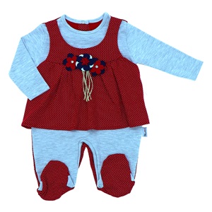 Blue Armi 846 Kız Bebe Puanlı Aksesuarlı Penye Tulum 3-9 Ay