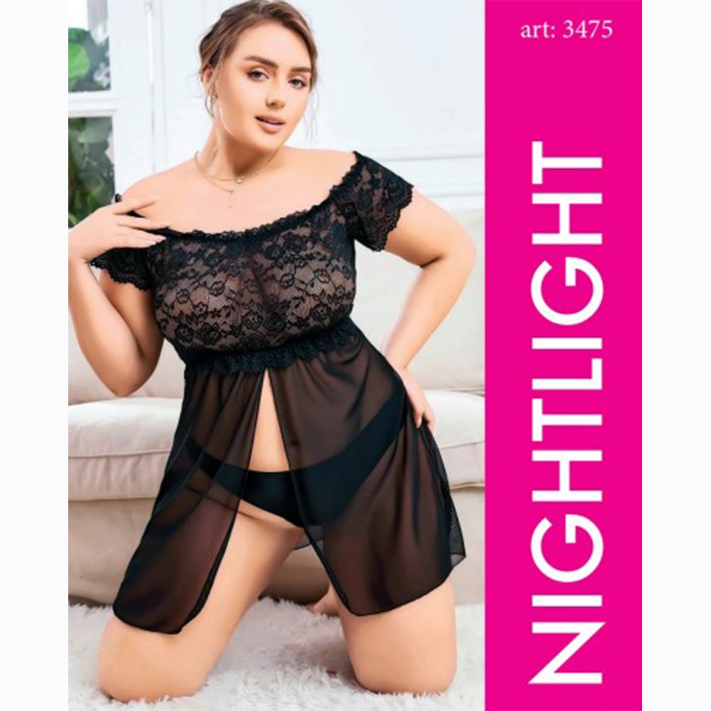 Nightlight 3475 Bayan Battal Tül Fantazi Gecelik