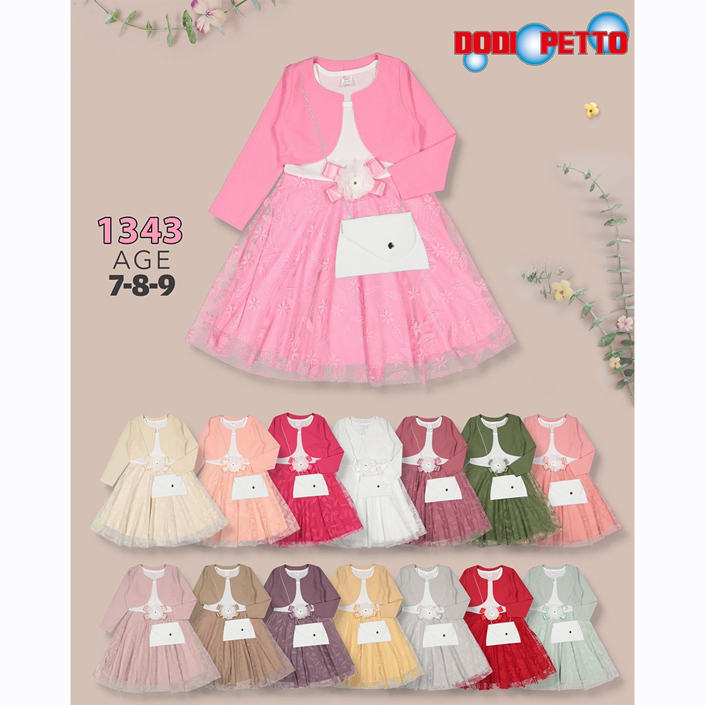 Dodi Petto 1343 Kız Çocuk Uzun Kol Bolerolu Çantalı Elbise 7-9 Yaş - Gül Kurusu - 7-8-9 YAŞ