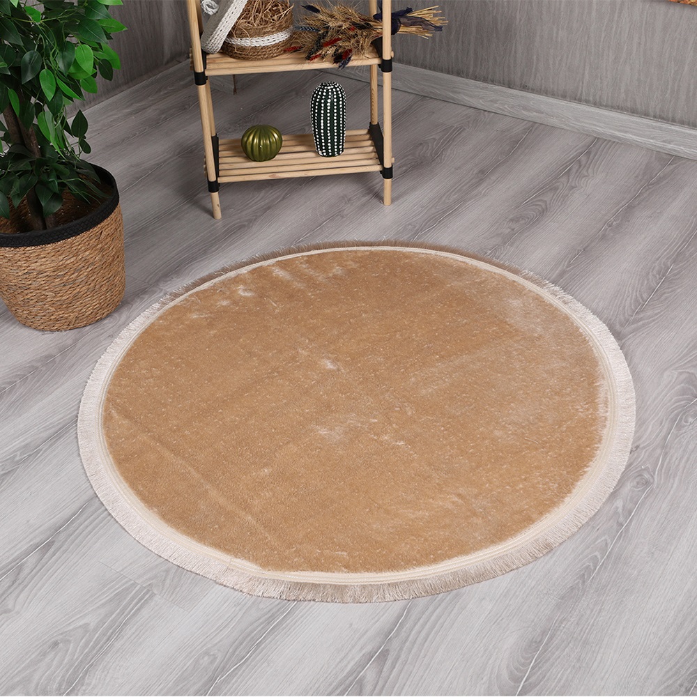 Nefes Kadife Halı Yuvarlak Paspas 80 X 80 CM - Karışık Renk