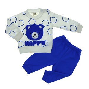 Tospik Erkek Bebe Penye Süzine Ayıcık Nakışlı Takım 6-24 Ay