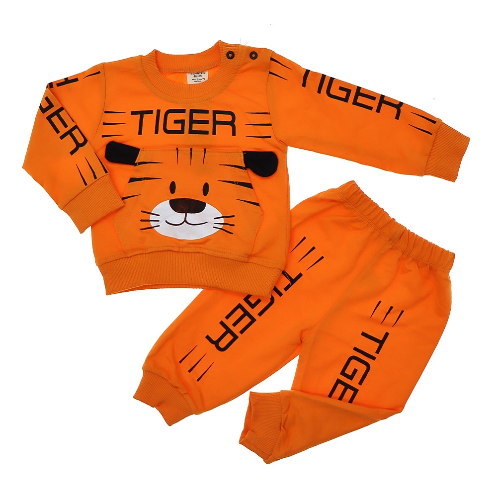 Tospik Erkek Bebe Penye Süzine Tiger Baskılı Takım 6-24 Ay