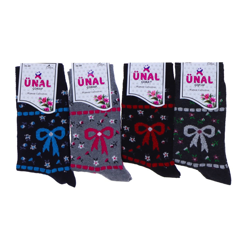 Ünal Bayan Likralı Desenli Soket Çorap