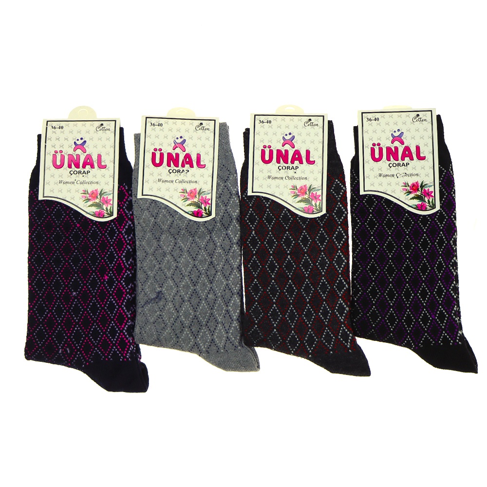 Ünal Bayan Likralı Desenli Soket Çorap