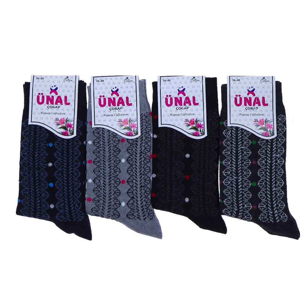 Ünal Bayan Likralı Desenli Soket Çorap
