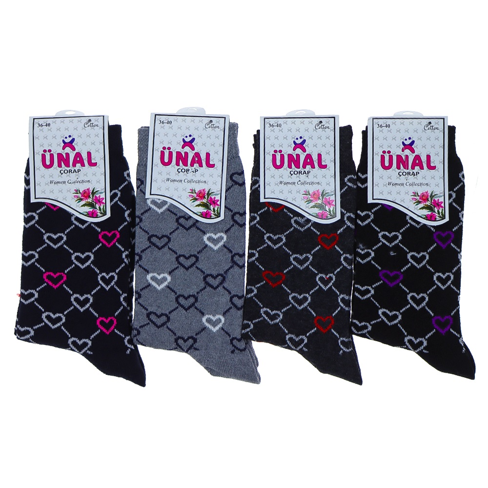 Ünal Bayan Likralı Desenli Soket Çorap