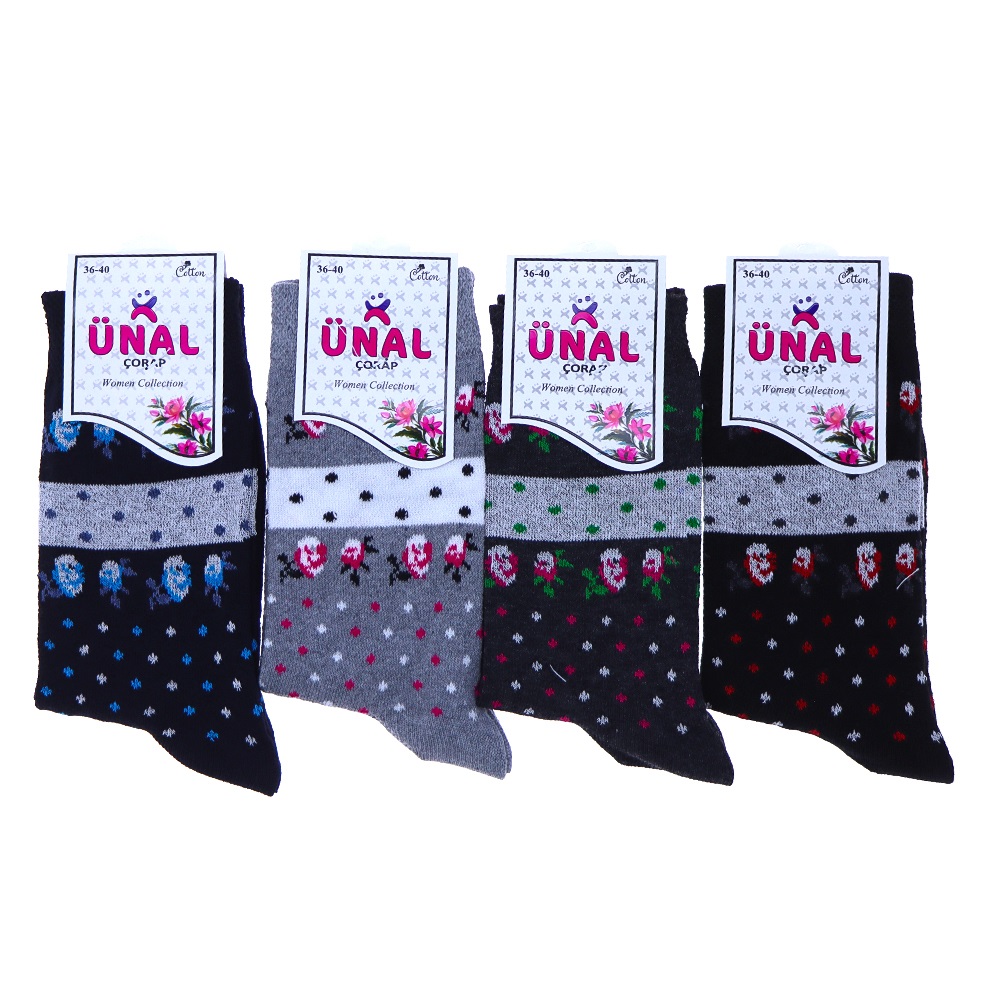 Ünal Bayan Likralı Desenli Soket Çorap