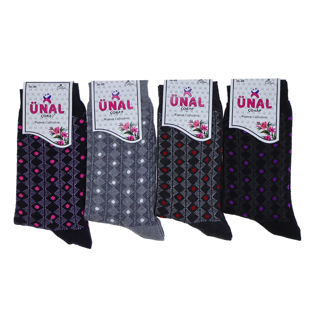 Ünal Bayan Likralı Desenli Soket Çorap