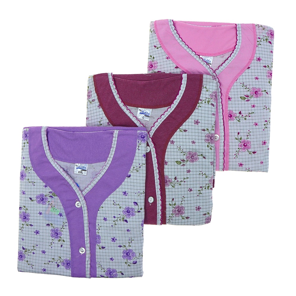 Melika 158 Bayan Penye Süprem Desenli Düğmeli Pijama Takımı L-2XL - G.Kurusu - L-XL-2XL