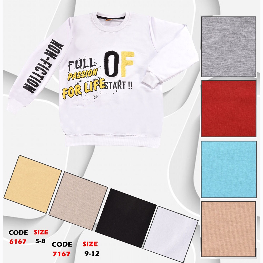 Kırmızı 7167 Erkek Çocuk Of Süzine Nakışlı Sıfır Yaka 2 İp Penye Sweat 9-12 Yaş