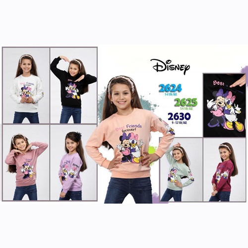 Disnew 2625 Kız Çocuk İki İplik Best Friends Bas Sıfır Yaka Sweat 5-8 Yaş - Siyah - 5-6-7-8 YAŞ