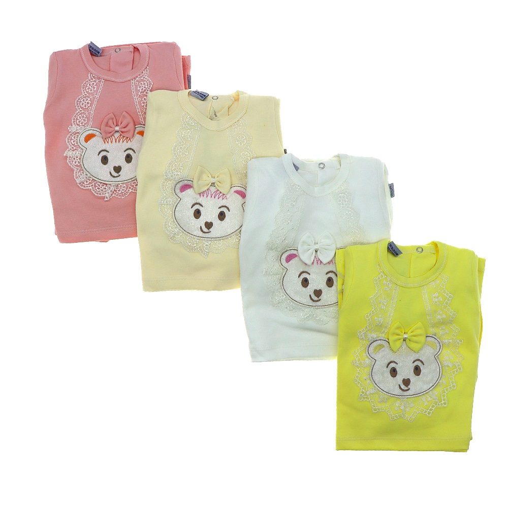 Tomofil 937 Kız Çocuk Dantelli Ayıcık Nakışlı Takım 3-6 Ay - Pembe