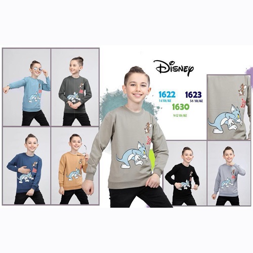 Disnew 1623 Erkek Çocuk İki İplik Tom And Jerry Bas Sıfır Yaka Sweat 5-8 Yaş - Kahverengi - 5-6-7-8 YAŞ