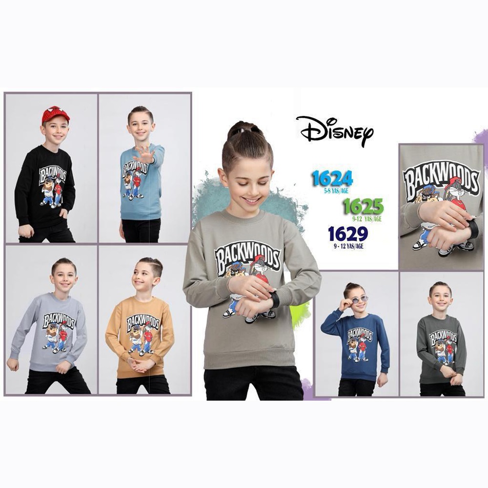 Disnew 1629 Erkek Çocuk İki İplik Backwoods Sweat 9-12 Yaş - Haki - 9-12 YAŞ