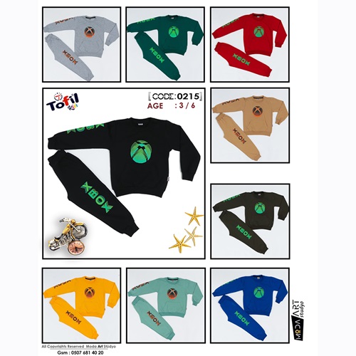 Tofil 0215 Erkek Çocuk 2 İp X Box Baskılı Takım 3-6 Yaş - Mint Yeşil