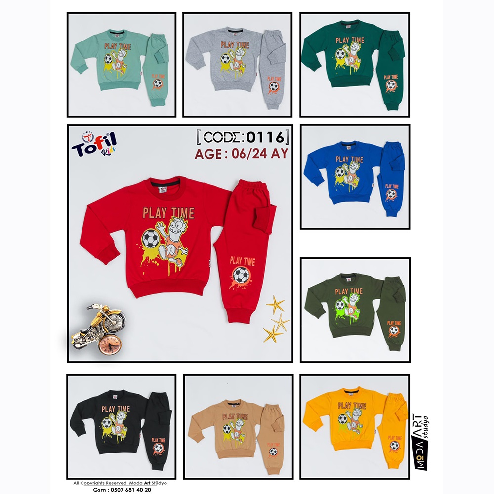 Tofil 0116 Erkek Çocuk Play Tıme 2 İplik Sıfır Yaka Takım 06-24 Ay