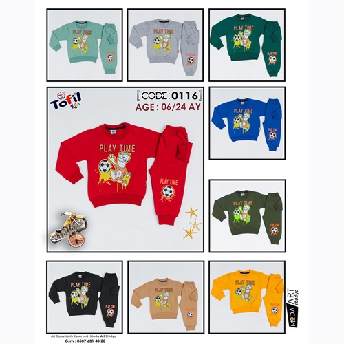 Tofil 0116 Erkek Çocuk Play Tıme 2 İplik Sıfır Yaka Takım 06-24 Ay - Bej