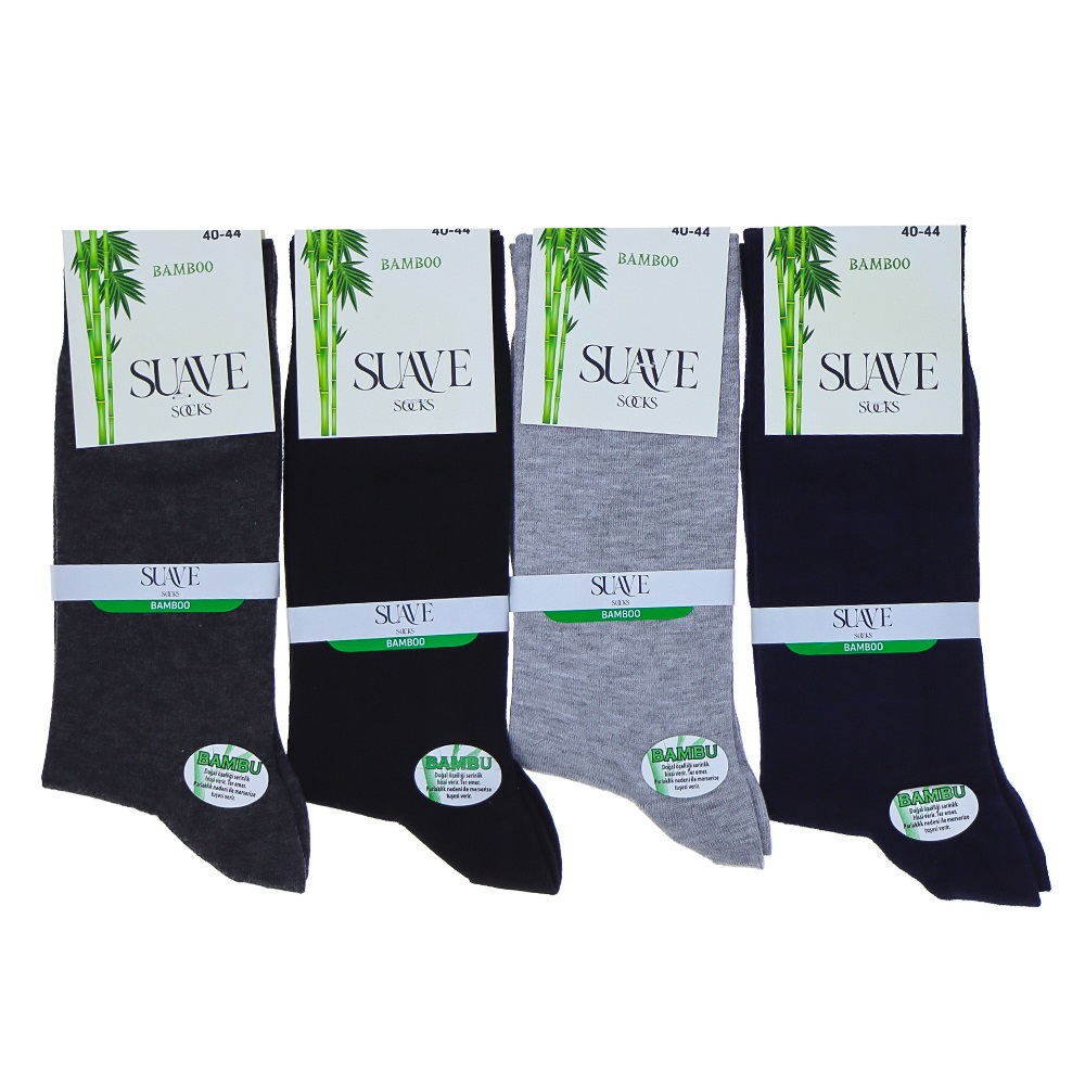 Suave Erkek Bambu Likralı 200 İğne Dikişsiz Soket Çorap - Karışık Renk