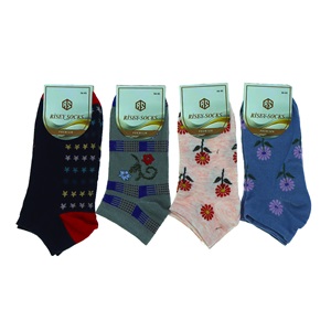 Risey 5420 Bayan Likralı Desenli Mevsimlik Patik Çorap