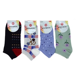 Risey 5420 Bayan Likralı Desenli Mevsimlik Patik Çorap