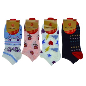 Risey 5420 Bayan Likralı Desenli Mevsimlik Patik Çorap