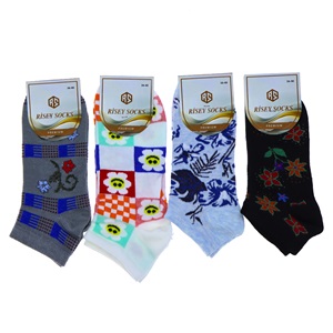 Risey 5420 Bayan Likralı Desenli Mevsimlik Patik Çorap