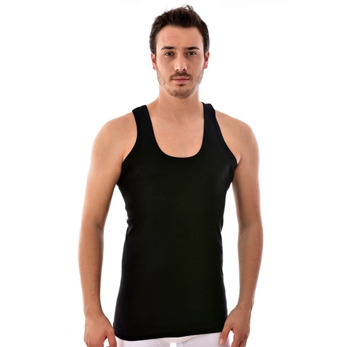 Tutku 0102 Erkek Renkli Ribana Atlet - Siyah - 2