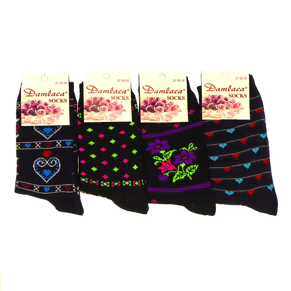 Damlaca 9428 Bayan Likralı Desenli Mevsimlik Çorap - Karışık Renk