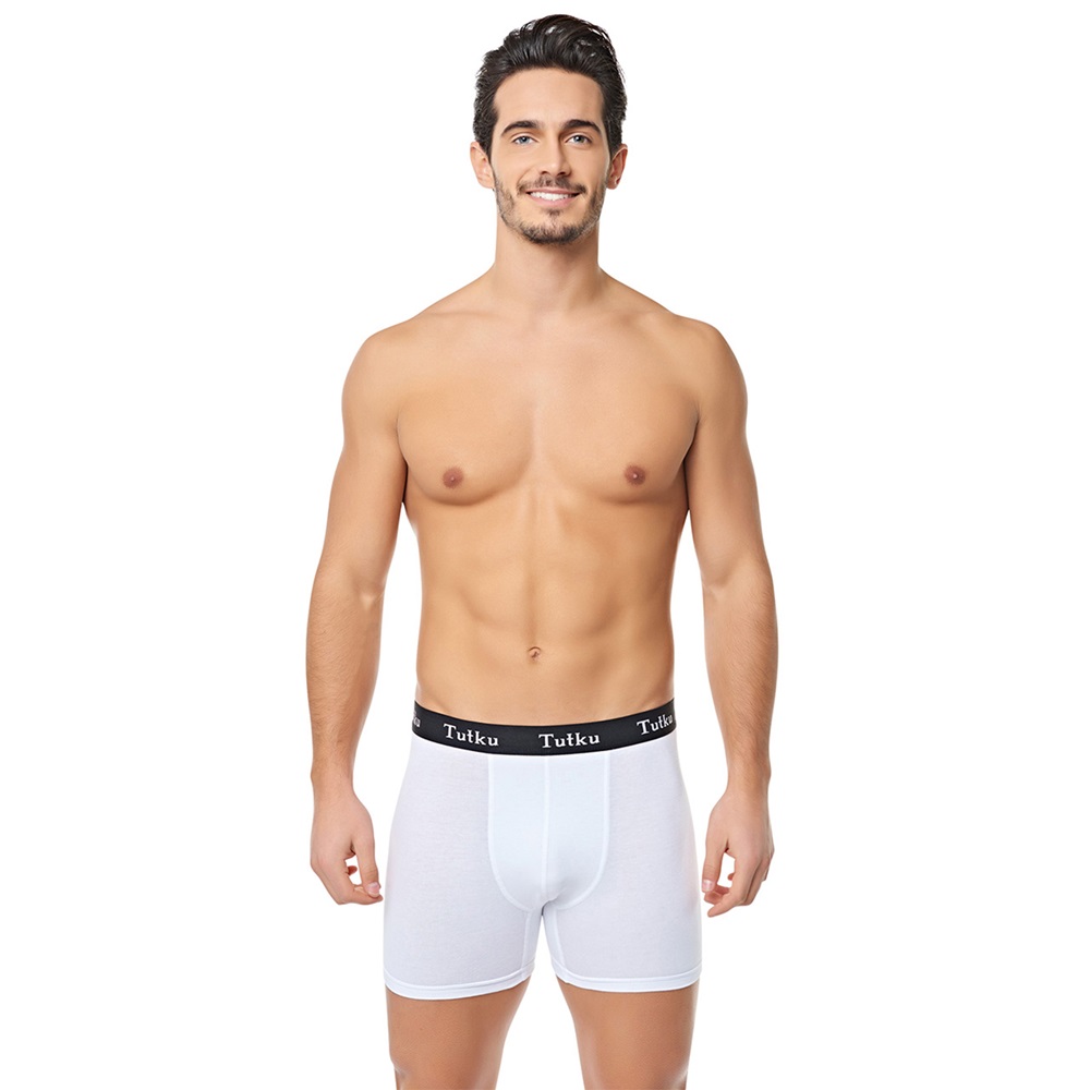Tutku 0400 Erkek Elastan Spor Boxer - Beyaz - L
