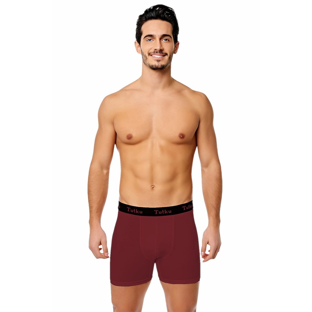 Tutku 0400 Erkek Elastan Spor Boxer - Bordo - M