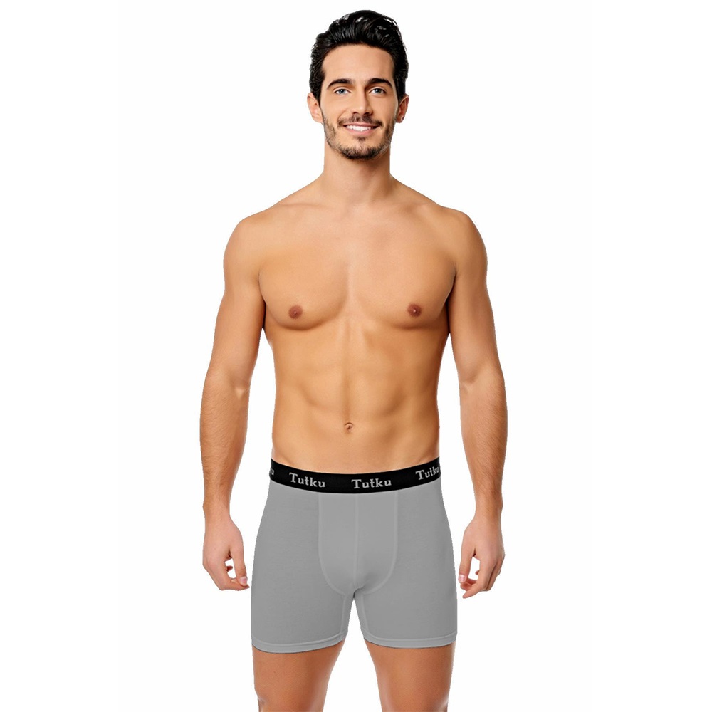 Tutku 0400 Erkek Elastan Spor Boxer - Gri - XL
