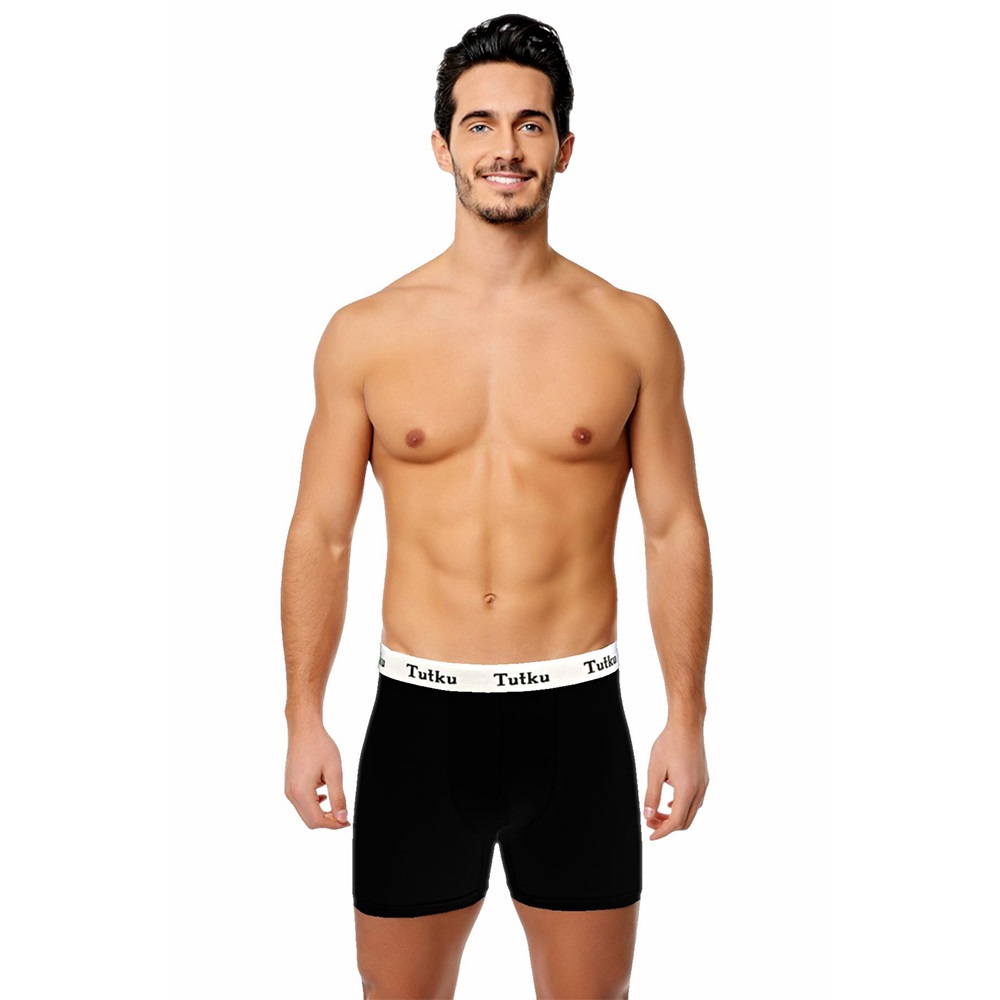 Tutku 0400 Erkek Elastan Spor Boxer - Siyah - L