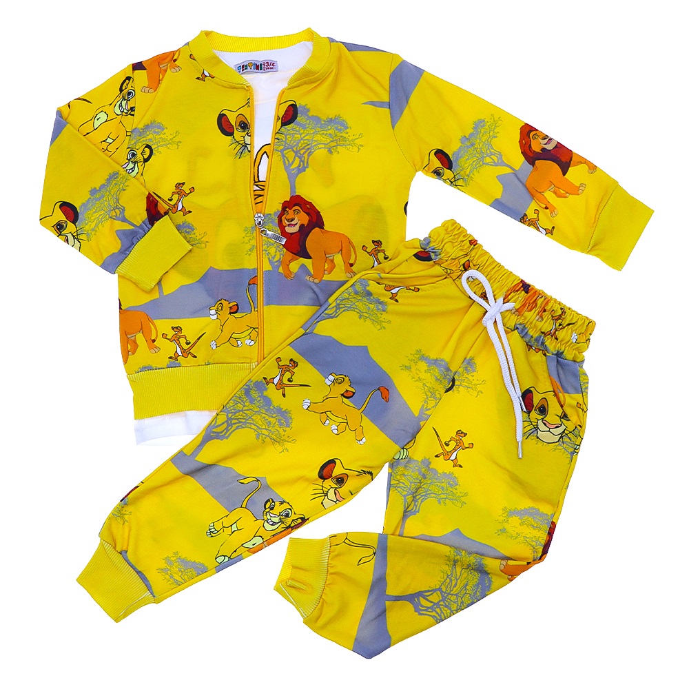 Tintini Erkek Çocuk Aslan Baskılı Sıfır Yaka Takım 3-10 Yaş - Gri - 3-10 YAŞ