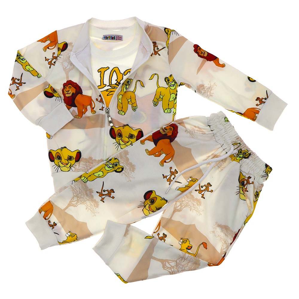 Tintini Erkek Çocuk Aslan Baskılı Sıfır Yaka Takım 3-10 Yaş - Gri - 3-10 YAŞ