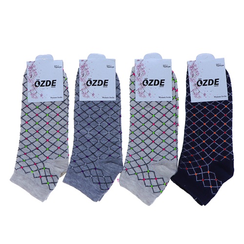 Özde 6807 Bayan Likralı Desenli Mevsimlik Patik Çorap - Karışık Renk