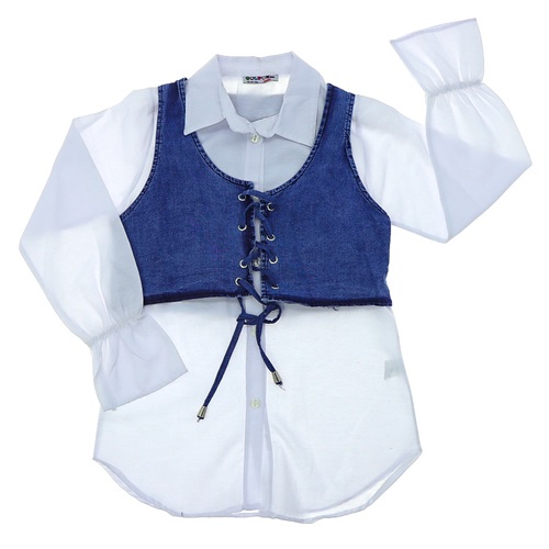 Güldür 9099 Kız Çocuk Kot Yelekli Takım 13-16 Yaş