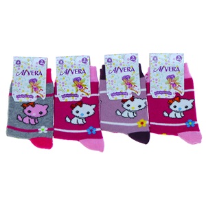 Alvera 0317 Kız Çocuk Dikişsiz Desenli Mevsimlik Soket Çorap - Karışık Renk