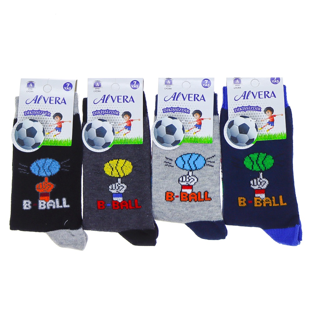 Alvera 3172 Erkek Çocuk Dikişsiz Desenli Mevsimlik Soket Çorap - Karışık Renk