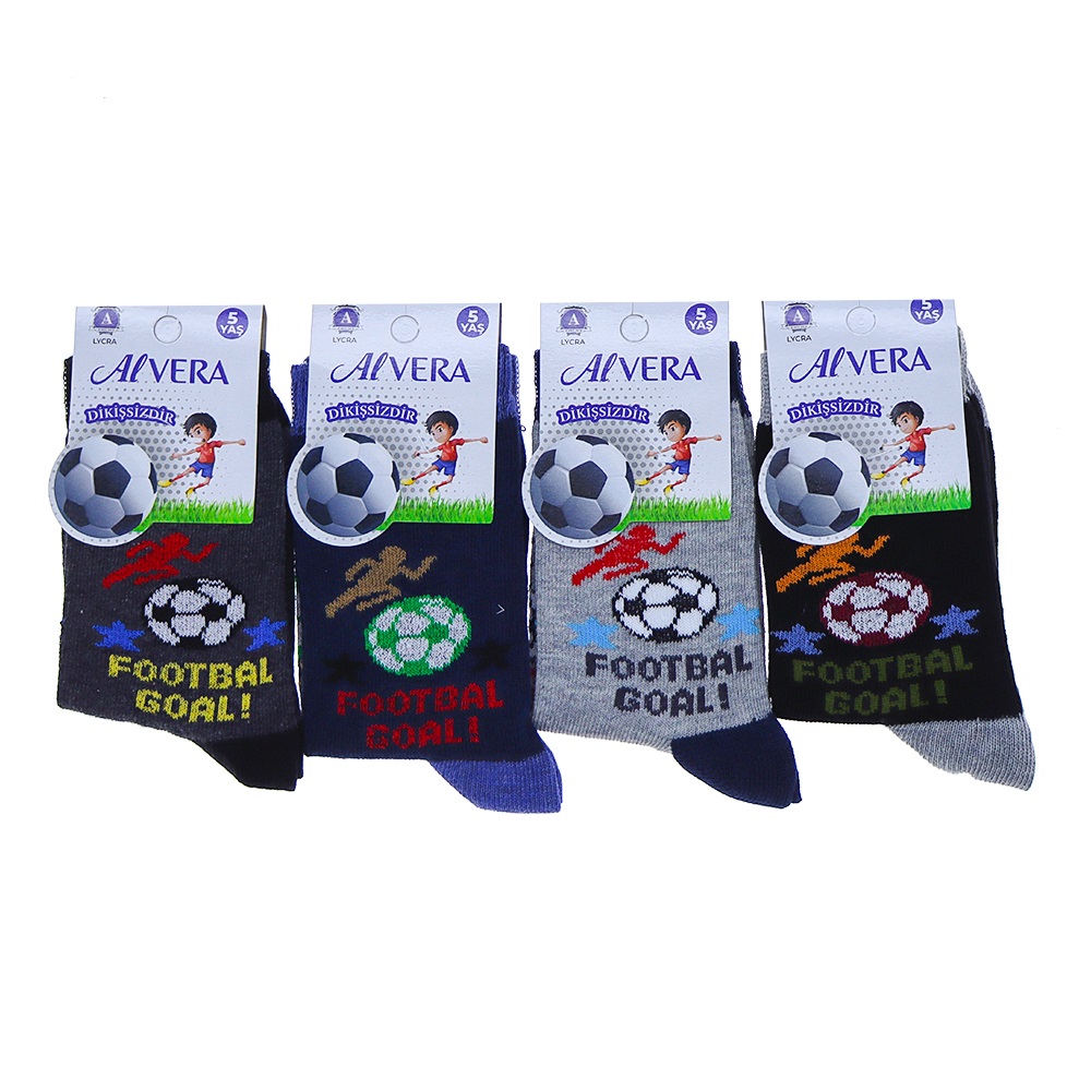 Alvera 3172 Erkek Çocuk Dikişsiz Desenli Mevsimlik Soket Çorap - Karışık Renk