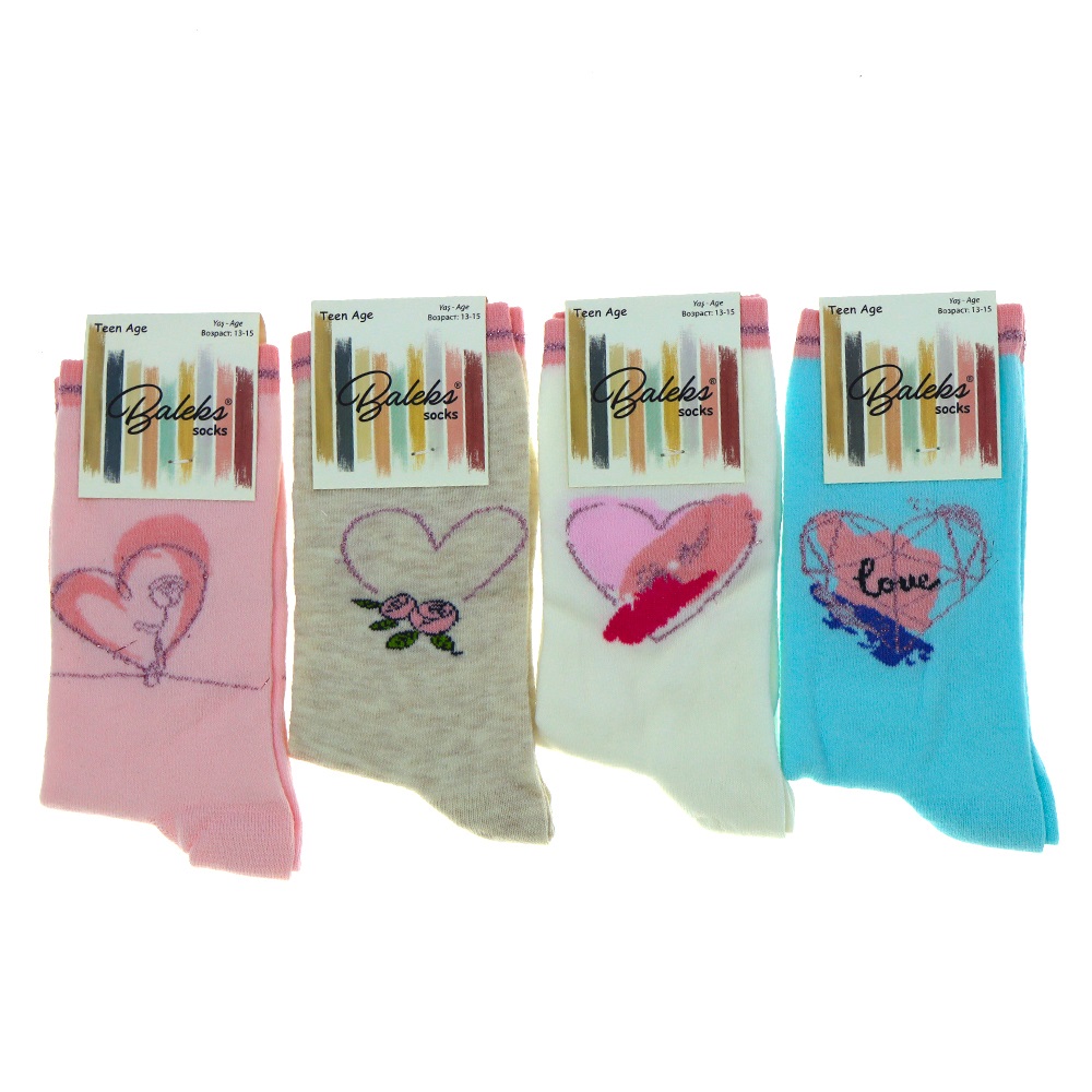 Baleks Kız Çocuk Likralı Desenli Soket Çorap - Karışık Renk