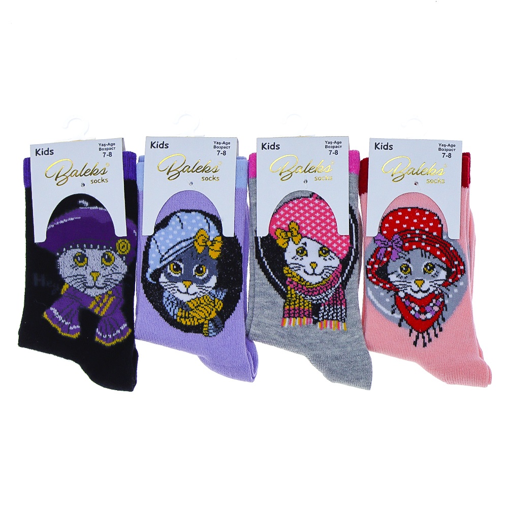 Baleks Kız Çocuk Likralı Desenli Soket Çorap - Karışık Renk