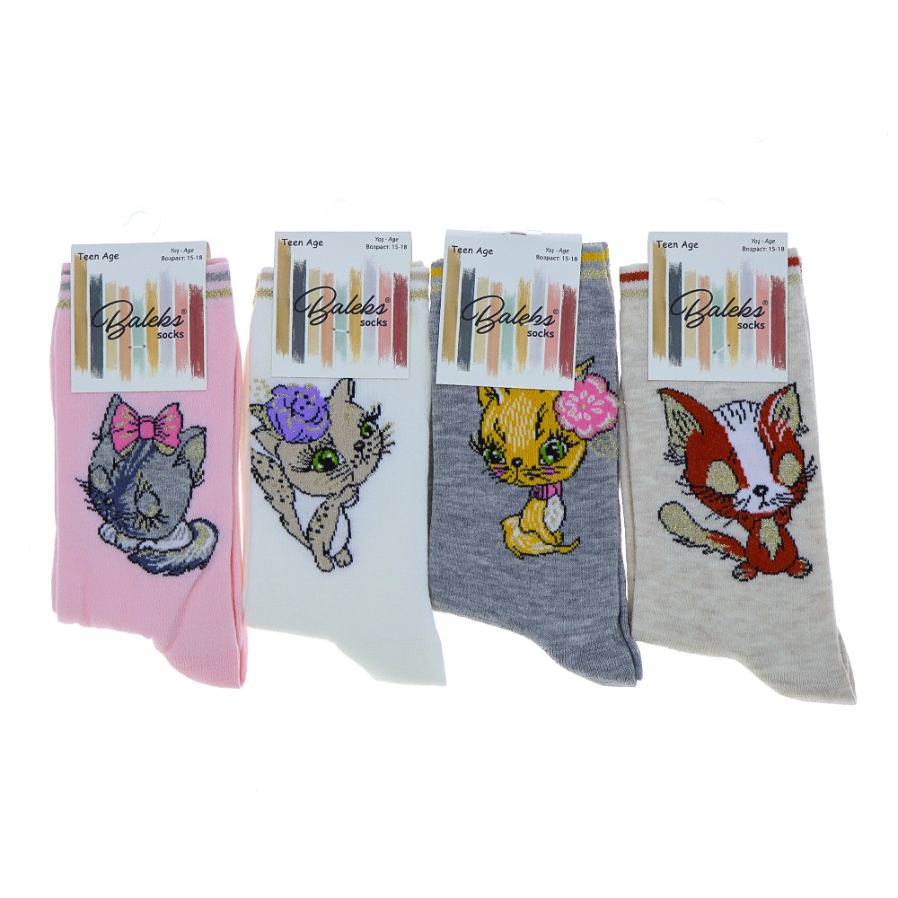 Baleks Kız Çocuk Likralı Desenli Soket Çorap - Karışık Renk