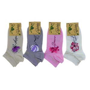 Baleks 7732 Bayan Bambu Dikişsiz Likralı Desenli Kutulu Patik Çorap - Karışık Renk