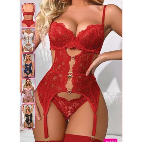 For Dreams 8465 Taşlı Fantazi Jartiyer Takım - Beyaz - S